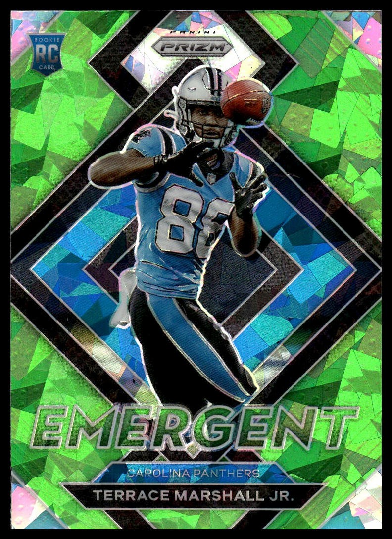 2021 Panini Prizm #E-16 Terrace Marshall Jr. Emergent Prizms Green Ice