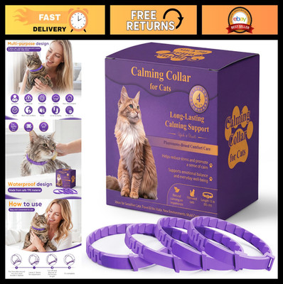 Calming Collars for Cats - 4-Pack Adjustable Pheromone Collars, Stress Relief, N