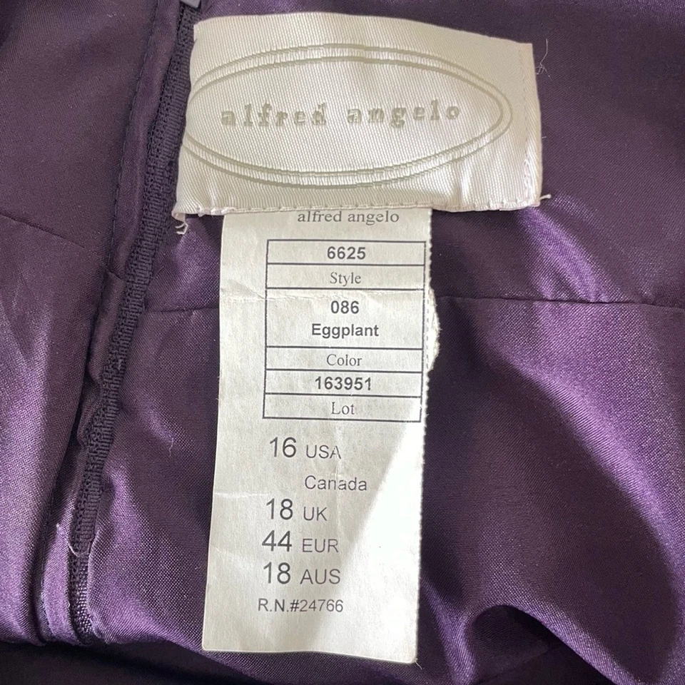 Alfred Angelo Eggplant Purple Bridesmaid Dress Size 16 Style 6625 sleeveless - Image 2 of 4