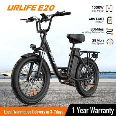 #ad URLIFE 20quot;*3.0 Fat Tire Electric Bike for Adult 1000W 48V 13AH 7 Speed Ebike US $423.19