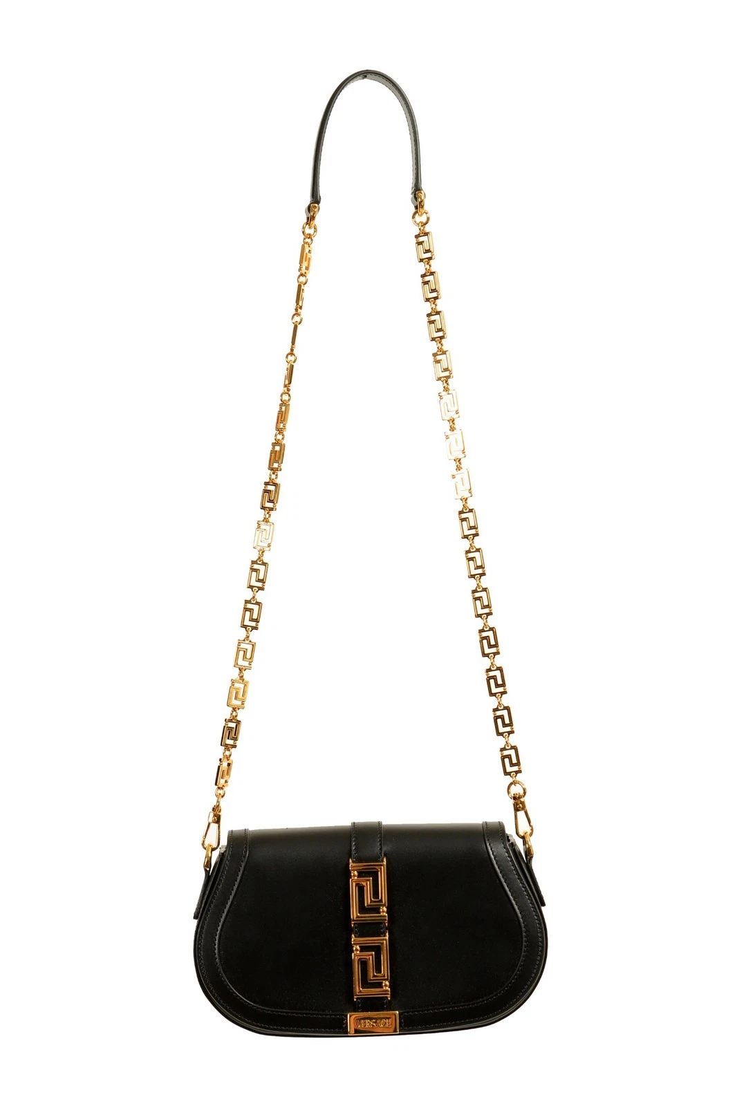 Versace — Versace Women's Black 100% Leather Greca Goddess Handbag Shoulder Bag