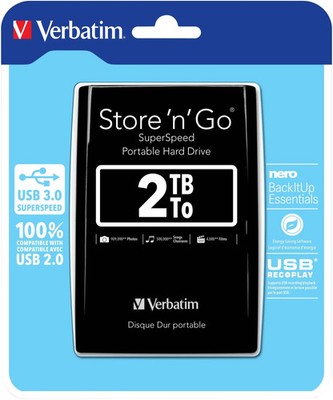 Verbatim externe Festplatte 2TB USB 3.0 2,5 Zoll schwarz Store 'n' Go 53177