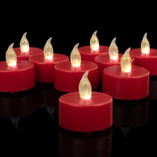 LED Tea Lights Candles- 50PACK Red Flameless Candles Realistic and Bright Fli...