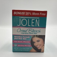 Jolen Creme Bleach Lightens Dark Hair Sensitive Formula Plus Aloe Vera 1.2oz