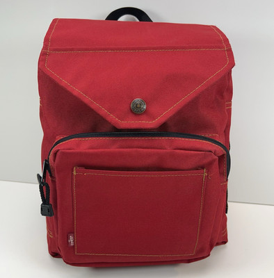 LEVIS Canvas Backpack 13  Bag Minimalist Messenger Style Zip Snap Flap Close Red