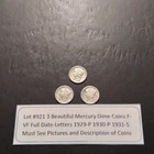 Lot #921 3 Beautiful US Mercury Dimes 1929-P 1930-P 1931-S  F-VF See Pictures