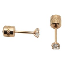 18K Rose Gold Filled Designer Inspired 2mm Four-Claws Zircon Stud Post Earrings