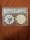 2021 Reverse Proof $1 American Silver Eagle Designer 2pc Set PCGS FS Flag