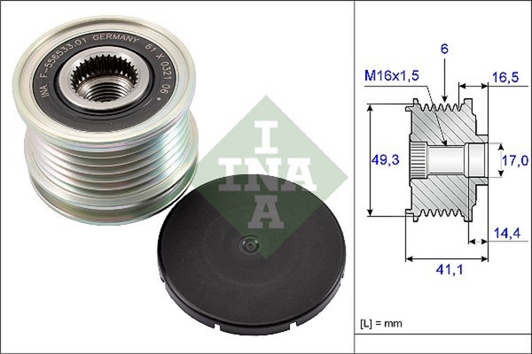 Schaeffler INA Generatorfreilauf 535 0178 10 FüR Mini 508 B9 C4 Opel CitroËN C3-image