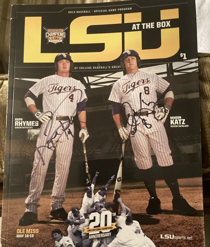 LSU BASEBALL COMPLETE PROGRAM BUNDLE W/RHYMES/KATZ, SCIVICQUE SIGNED ...
