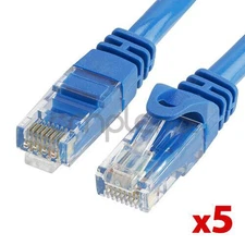 5x 7FT CAT6 Cable Ethernet Lan Network CAT 6 RJ45 Patch Cord Internet Blue NEW