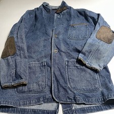 Vintage Guide Gear Elbow Patch Denim Jean Trucker Western Work Jacket Large
