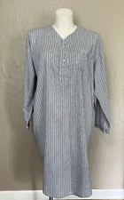 Comfortable Nightshirts Pajamas Blue White Stripe Snaps Down Back XL