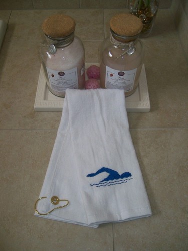 Personalized Sports Towel with Grommet & Hook with swimming design