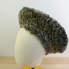 Vintage Astrakhan Hat Green Gray Curly Furry Headdress Russian Persian Winter