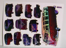 12 kolorowych naklejek VOLKSWAGEN - T1+T2 naklejki z miką - jako prezent - do dekoracji