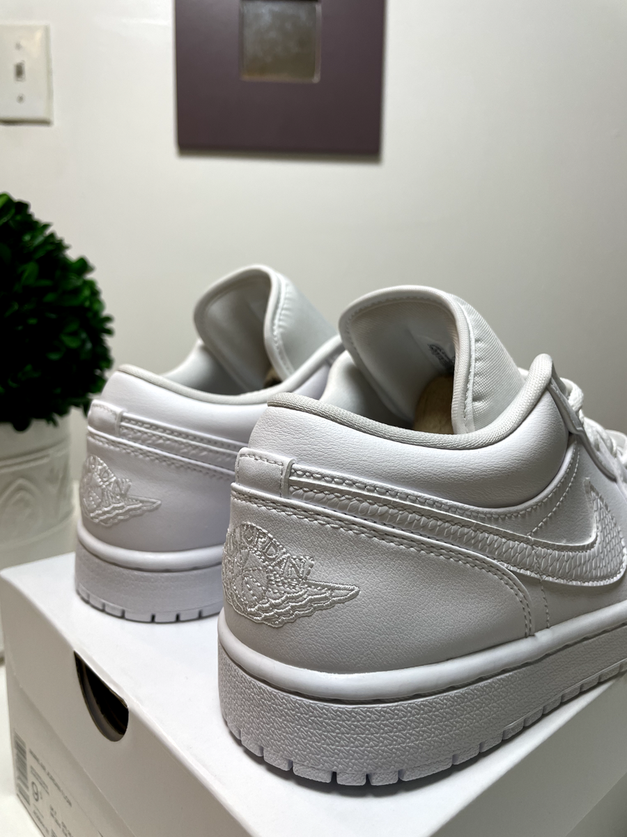 Size 9.5 - Air Jordan 1 Low Triple White W for sale online | eBay