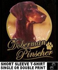 VERY CLASSY COOL DOBERMAN PINSCHER DOG ART WITH GOLD LETTERING DOG T-SHIRT XT716