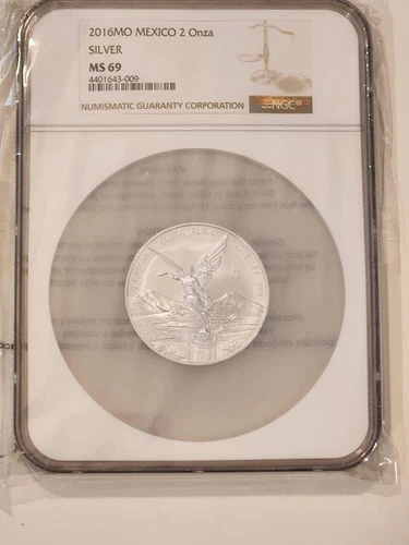 2016-Mo NGC MS69 Mint State Silver 2 Onza Libertad Mexico Coin