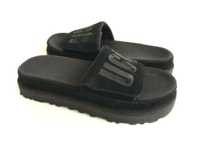 UGG LATON SLIDE BLACK UGG EMBROIDERY LOGO SANDAL
