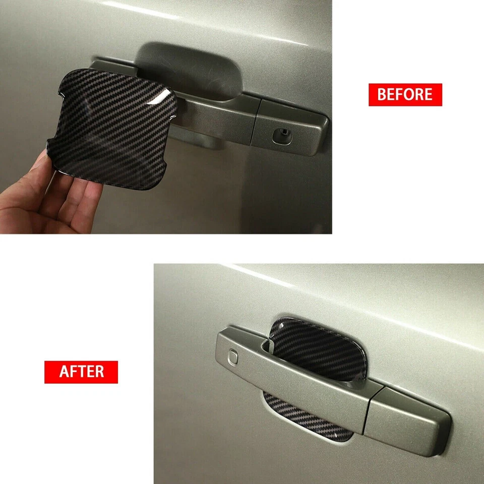 3x Cubierta de tazón de manija de puerta exterior ABS de fibra de carbono para Land Rover Defender 90 2020+ Foto 3 de 4