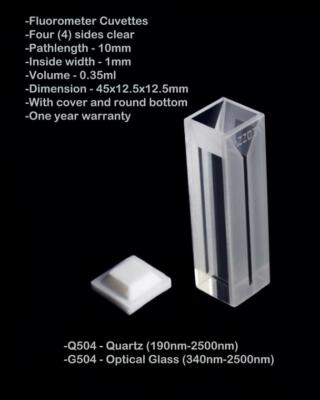 Azzota  10MM PATHLENGTH FLUOROMETER CUVETTE, 0.35ML, QUARTZ
