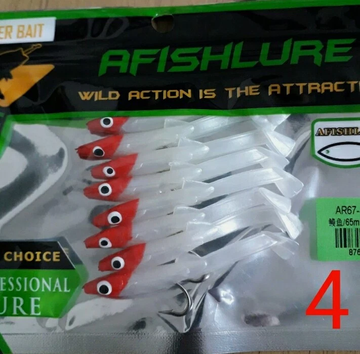 8/Pz Anguilline esche artificiali gomma, pesca traina spinning mare Raglou 65 mm - Immagine 2 di 4