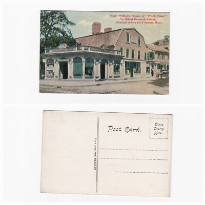Vintage Postkarte Roger Williams Haus Hexenhaus Salem Messe
