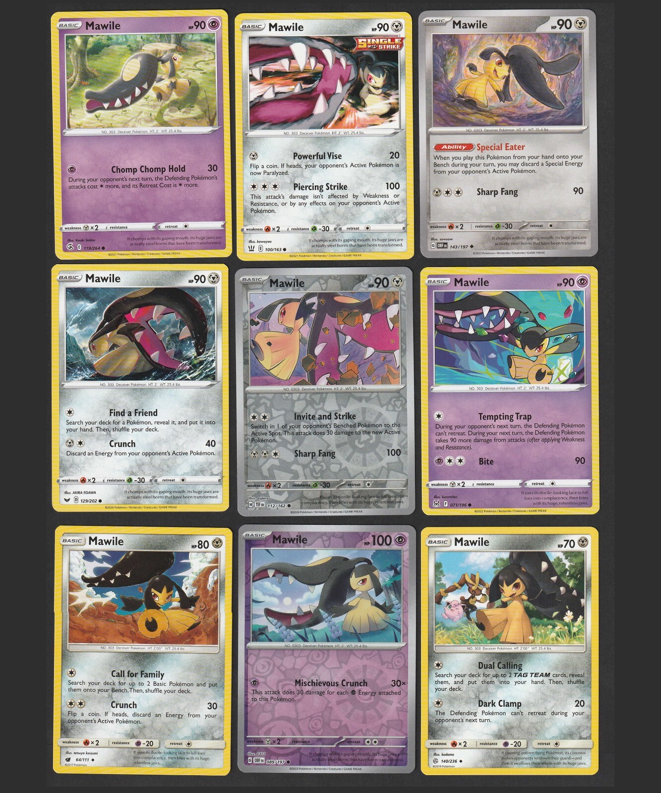 Mawile Pokemon Card Collection Set of 9 English Cards Reverse Holo Cute Rare