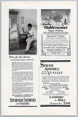 1925 Frank Tourist Vintage Travel Ad Cruise Ship Mediterranean Egypt Sphinx