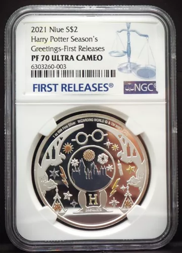 2021 NIUE $2 1oz Harry Potter Season's Greetings First Releases NGC PF70 UC