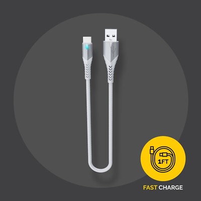 1 ft SHORT USB C Fast Charger Cable for Samsung S25 S24 S23 S22 A14 A16 A53 A54