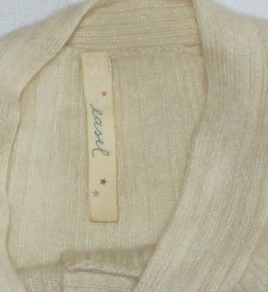 EASEL Ivory Cashmere 5 Button Pullover 3/4 Slvs 39 In Chest 22 In Long Sz L? EXC - Image 3 of 4