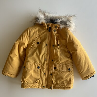 Fur Boys Yellow Winter Coat DPAM Boys' Yellow Winter Parka Coat