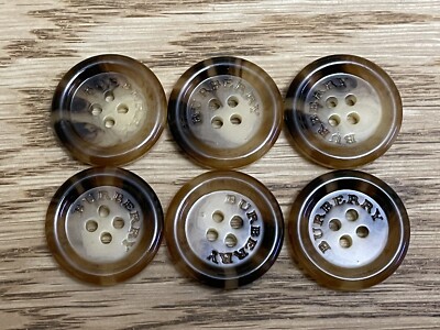 6 x Burberry Knöpfe 25 mm Resin Mantelknopf gestempelt - Original/Original