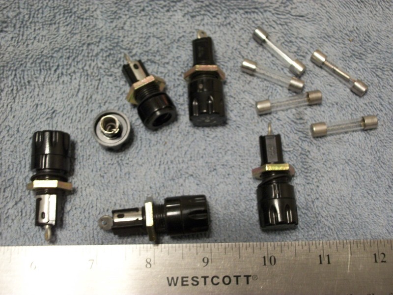 LOT OF 5- BLACK PANEL MOUNT FUSE HOLDERS!