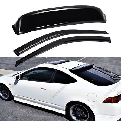 Fit 02-06 DC5 RSX Mu-gen Style 3D Wavy Window Visor & Rear Roof Visor Smorosuugl