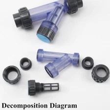 Inline PVC Y Filter Strainer Metric 20mm-63mm Clear Body Transparent DN15-DN50