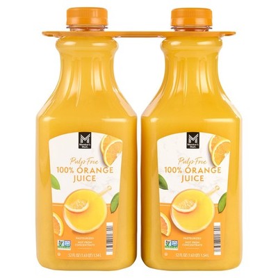 Pulp-Free 100% Orange Juice 52 fl oz Bottles, Pack of 2 (4 Bottles Total)