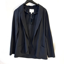 Dynamite Black Waterfall Open Front Blazer - M - Pockets Classic Business