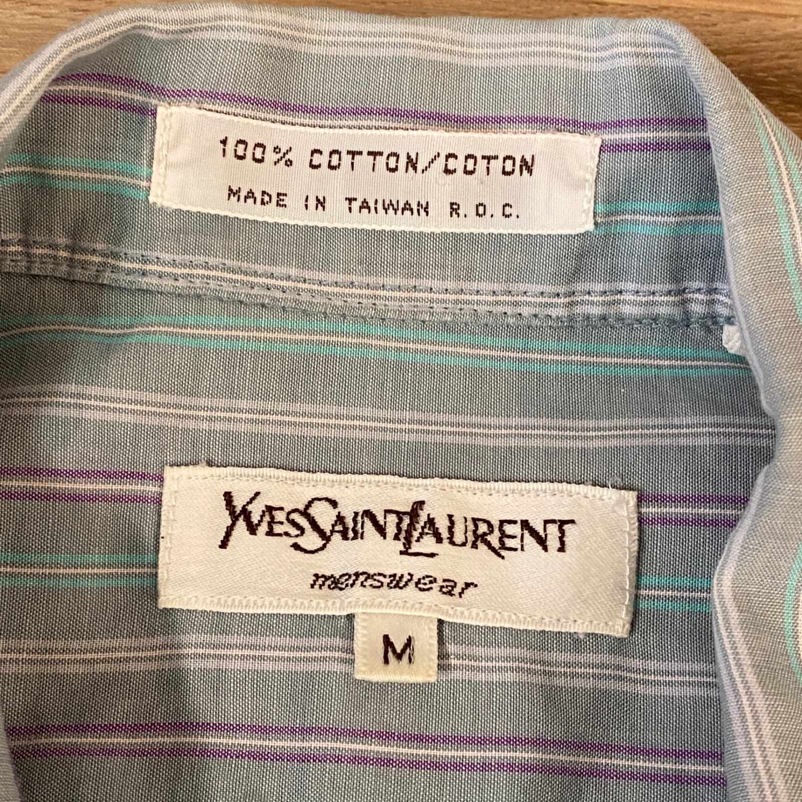 Camicia vintage Yves Saint Laurent a righe uomo media manica corta con bottoni