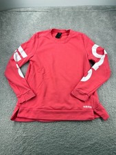 Adidas Women's Large Coral Pink Crewneck Sweatshirt Large Sleeve Logo