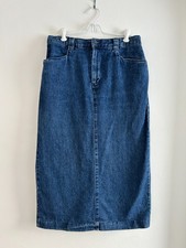 Vintage Lee Denim Size 12 Jean Midi Skirt Pockets Cotton Y2k 90s Blue