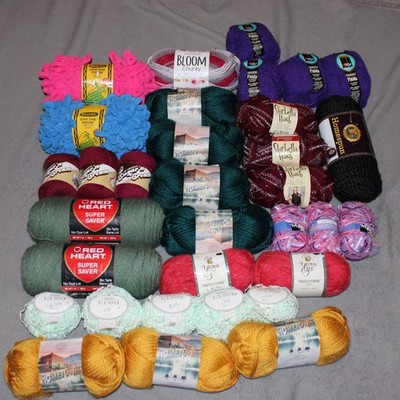 8 Pounds of Yarn, Mixed Type and Colors, 36 Skeins, Lot 001