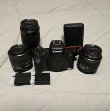 Canon EOS Kiss M Camera with 3 Lenses and 3 Batteries Excellent Condition