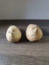 Par de figuras firmadas vintage de codornices de cerámica de estudio de arte rústico - ¡USADAS EN EXCELENTE ESTADO!