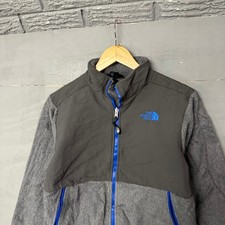 The North Face Boys Denali Fleece Jacket Grey Blue Full Zip Size L 14/16