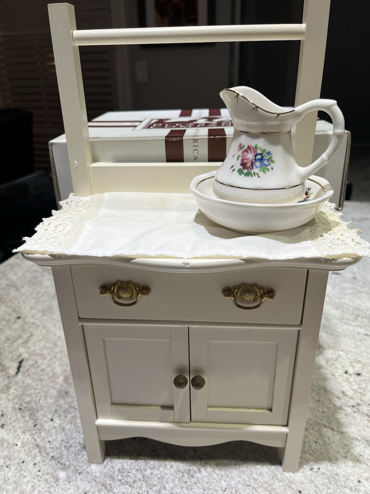 Vintage American Girl Samantha Commode Nightstand Pitcher and Bowl Set  