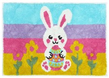 20x32 Inch Easter Bunny Cotton Bath Mat Soft Absorbent Rug Anti Skid Mat