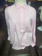Chaps Essentials Wrinkle Free Shirt Men's L 16-16.5 Pink Mini Check Button L/S